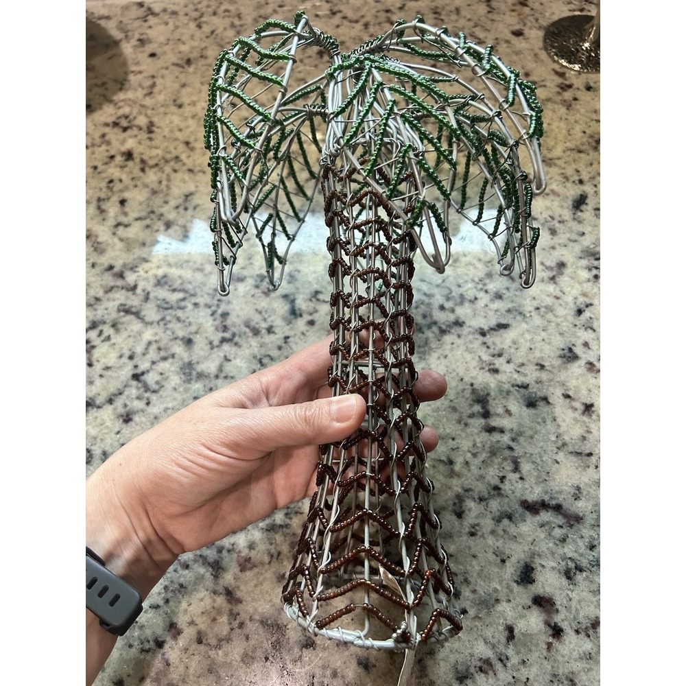 Handmade Beaded Palm Tree By Beadwork Grassroots Sculpture Devore Wire